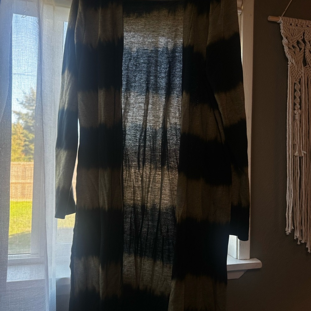 Maurices Black and Green Striped Cardigan